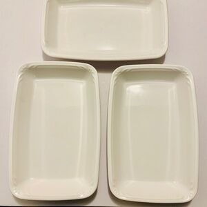 Set of 3 Gerosco Inc. by Pfaltzgraff USA White Oblong Entree Dishes 7.5" x 5" EC